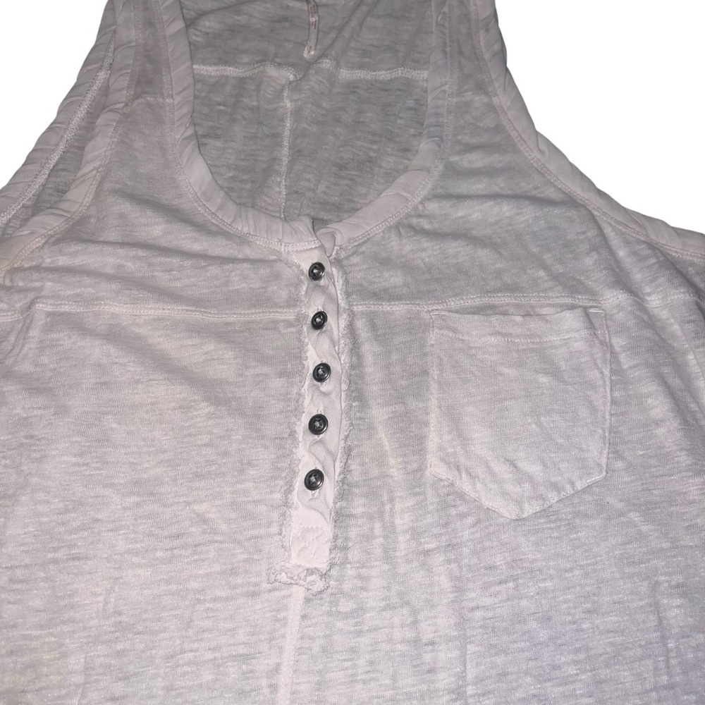 EUC Free People White Linen Cotton Sleeveless Henley Tank Top Small - Picture 2 of 8